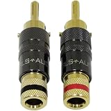 GLS Audio Locking Series "Generation 4" Gold Connector Banana Plugs Banana Clips - 20 Pack (10 Reds & 10 Blacks)