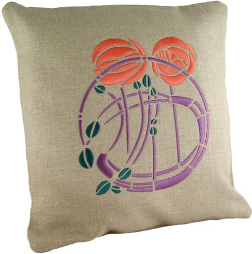 Charles Rennie Mackintosh Hill House Embroidered Linen Pillow