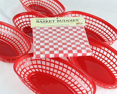 Restaurant Style Serving Baskets with Retro Wax Paper Liners Bundle