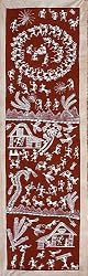 Mixed Media Art Tribal Designs Warli Paintings Asian Decor 16 x 34 inches