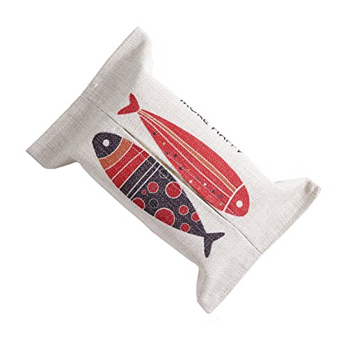 Amoy-Baby Soft Linen Bathroom Tissue Box Holder Elegant Toilet Paper Tissue Dispenser Cover (fish)