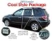 2009 Subaru Forester COOL STYLE PACKAGE with FREE SHIPPING: includes tape-on Window Vent Visors; Front License Plate Frame Housing; and Glamorous tape-on Pillar Post Door Accent Trim in Polished Stainless Steel