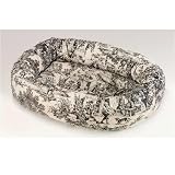 Bowsers Black Toile Donut Dog Bed (Black Toile, Large (42in x 32in))