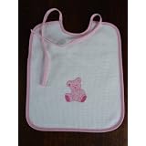 Bebe Pink Teddy Bear trimmed baby waffle weave... by La Maison des Abeilles