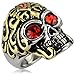 Men's Vintage Stainless Steel Gothic Cz Classic Skull Biker Ring , Gold Silver Red Size 12