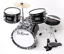 DeRosa by Bridgecraft Child Drum Set DRM 312 BLACK - For 3 to 5 yrs