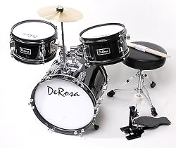 DeRosa by Bridgecraft Child Drum Set DRM 312 BLACK - For 3 to 5 yrs