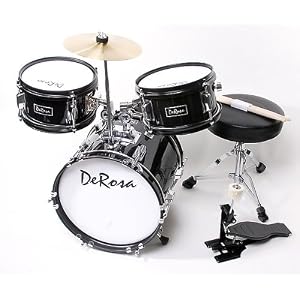 Click here to buy DeRosa by Bridgecraft Child Drum Set DRM 312 BLACK - For 3 to 5 yrs.
