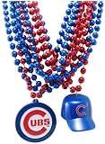 MLB Chicago Cubs Team Medallion, Mini-Helmet and Mardi-Gras Bead Set