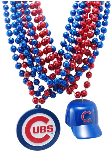 MLB Chicago Cubs Team Medallion, Mini-Helmet and Mardi-Gras Bead Set