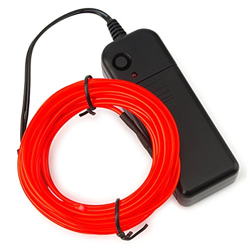 Zitrades EL Wire Red Portable Neon Glowing Electroluminescent Wire 15ft With Transformer For Thanksgiving Day Christmas Day Birthday Party