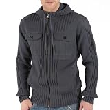 Firetrap Mens Saxon Hooded Knit Top Charcoal