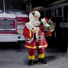  10 inch Fabriche Fireman with Dog inch Santa Christmas Table Top Figure