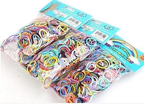 [Loombands] mix color rubber (rainbow color) 1,800pcs (600pcs ~ 3 bags) S-shaped clip 72 (24 ~ 3 bags), DIY with three open eye needle Loom Bands by Domenica