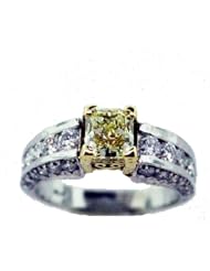 1.11 Radiant Cut Diamond 18K Yellow Gold and Platinum Ring with GIA