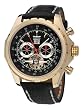 Perigaum Mens Gold Stainless w/ Black Dial Navigator Watch