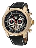 Perigaum Mens Gold Stainless w/ Black Dial Navigator Watch