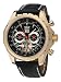 Perigaum Mens Gold Stainless w/ Black Dial Navigator Watch