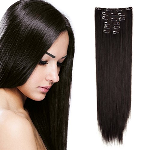 OneDor 24 Straight Full Head Clip in Synthetic Hair Extensions 7pcs 140g (6#-medium Chestnut Brown) OneDor 24" Straight Full Head Clip in Synthetic Hair Extensions 7pcs 140g (6#-medium Chestnut Brown)