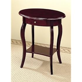 item Cherry finish wood oval side table telephone stand with drawer item Cherry finish wood oval side table telephone stand with drawer