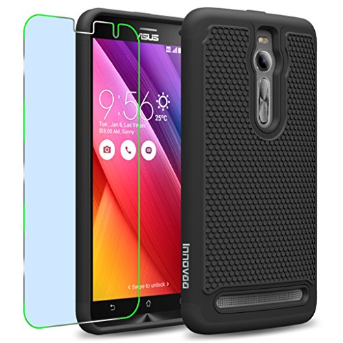 Asus Zenfone 2 / ZE551ML Case, INNOVAA Smart Grid Defender Armor Case W/ Free Screen Protector & Touch Screen Stylus Pen - Black