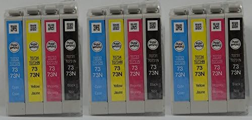 12x Genuine Epson INK Cartridge 73n Black Cyan Magenta Yellow T0731n T0732n T0733n T0734n T0731 T0732 T0733 T0734 for Epson Printer C79 C90 C92 C110 Cx3900 Cx3905 Cx4900 Cx4905