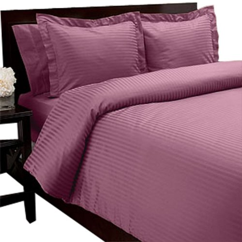 Gramercy Park 510 Thread Count Egyptian Cotton Stripe King Duvet Cover Set, Amethyst