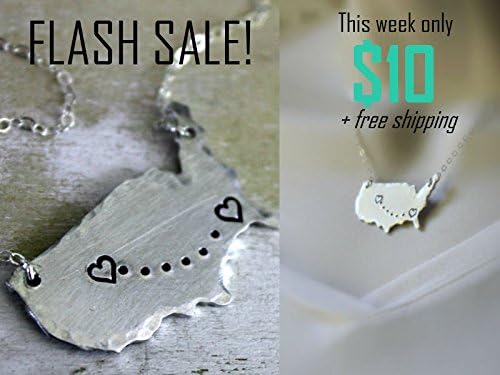 FREE SHIPPING. Hand Stamped Long Distance Necklace. United States Map