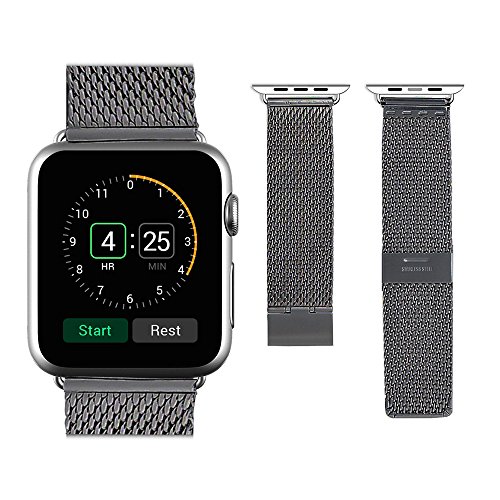 Apple Watch Band,Qshell Apple Watch iwatch 22cm Milanese Loop Stainless Steel Mesh Replacement Bracelet Smart Watch Band Strap Wristband With Silver Metal Adapter Clasp for Apple Watch 38mm-Black Apple Watch Band,Qshell Apple Watch iwatch 22cm Milanese Loop Stainless Steel Mesh Replacement Bracelet Smart Watch Band Strap Wristband With Silver Metal Adapter Clasp for Apple Watch 38mm-Black