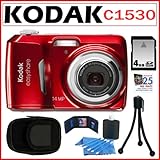 Kodak EasyShare C1530 14MP Digital Camera with 3x Optical Zoom in Red + 4GB ....