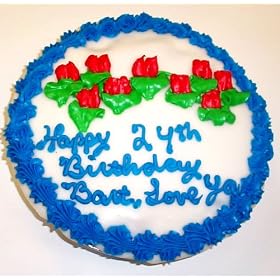 Cookie Cake Pie with M and M Cookie and Chocolate Cake 9 Blue Trim and Lavender Flowers by Lavender Flowers