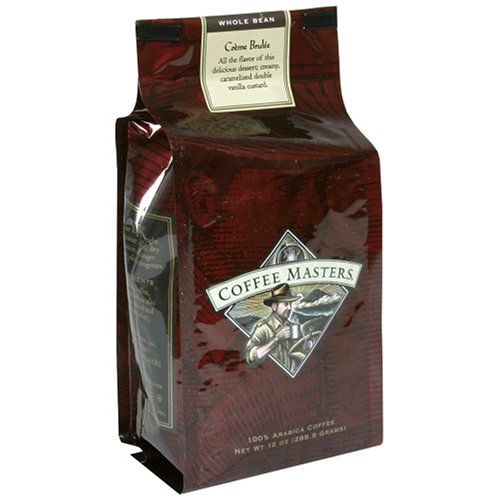 Coffee Masters Flavored Coffee, Creme Brulee, Whole Bean, 12-Ounce Bags (Pack of 4)