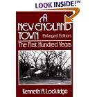 Click here to buy A New England Town : The First Hundred Years : Dedham, Massachusetts, 1636-1736 (Norton Essays in American History) by Kenneth A. Lockridge.