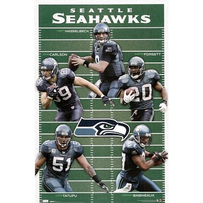 Seattle Seahawks Field Team Sports Poster Print - 22x34 custom fit with RichAndFramous Black 22 inch Poster Hangers