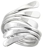 Sterling Silver Hand Made Freeform Wire Wrap Ring, 1 5/16 (34mm) wide, size 6.5