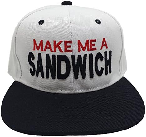 MAKE ME A SANDWICH White/Black Snapback Hat Cap