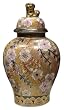 Golden Plum Blossom mantle temple jar - hand painted chinese porcelain 15"H