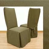 Elegant Ribbed Coco Dining Slipcover Set of four Chairs 632