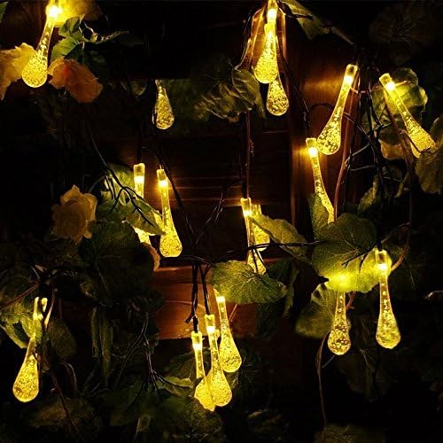 New Warm White Color 30Led LED Solar Water Drop String Light For Christmas Party Garden Tree Decorative LA set035