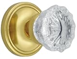 Nostalgic Warehouse BN10-CLACRY-PB Classic Rosette with Crystal Knob Passage, Polished Brass