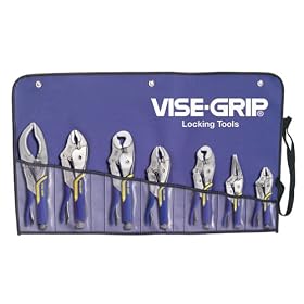 Irwin 757KBSG Vise Grip 7 Piece 6-Inch Long Nose, 5-Inch, 7-Inch, 10-Inch Curved Jaw with Cutter, 7-Inch, 10-Inch Locking Wrench and 12-Inch Large Jaw Locking Soft Grip Plier Set