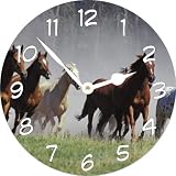Rikki KnightTM Galloping Horses Art Large 11.4 Wall Clock - Ideal Gift for all Occassions