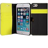 iPhone 6S Plus Case, AceAbove iPhone 6S wallet case [Black / Lime] - Premium PU Leather Wallet Cover with [Card Slots] and [KickStand] Function for Apple iPhone 6S Plus / iPhone 6 Plus