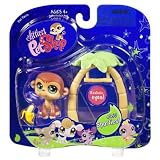 Littlest Pet Shop - Portable Pets - SPORTIEST - Set Affe # 655 - Realistic Eyes/Augen - mit Palmen & Banane - OVP