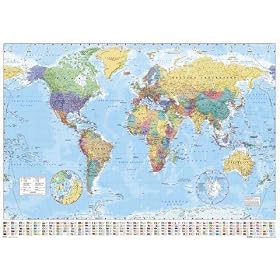 Posters: Cartes Poster - Planisph�re Politique, Drapeaux Ed. 2008, En Anglais (91 x 61 cm)