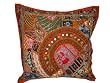 Decorative Beaded Pillow-Burnt Sienna Floor Decorative Moti Indian Pillow Covers 24"