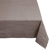 Mahogany T08T9CR Rectangle Linen Tablecloth with Hole Stitch, 60 by 90-Inch, Charcoal