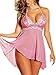 Fashion Women Sleepwear Plus Size Mini Dress Lingerie Set Lace Nightwear Pink 2XL