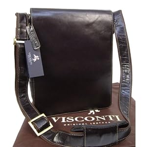 Visconti Big Brown Leather Organiser Messenger Bag 18410