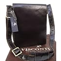 Visconti Big Brown Leather Organiser Messenger Bag